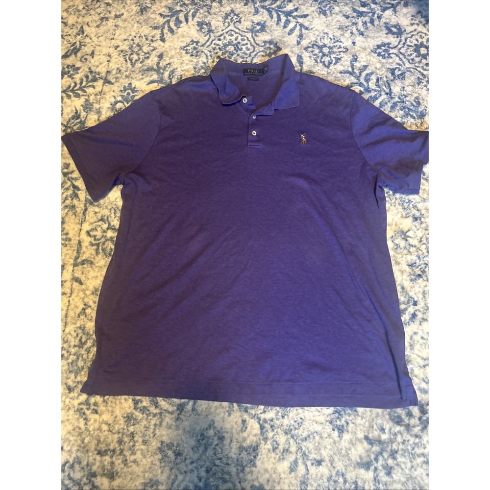 Polo Ralph Lauren Polo Shirt Mens 2XL Blue Flesh Pony Classic Fit Short Sleeve